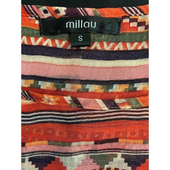 Millau Red Orange Ivory Short Sleeve Crop Top - Picture 6 of 8